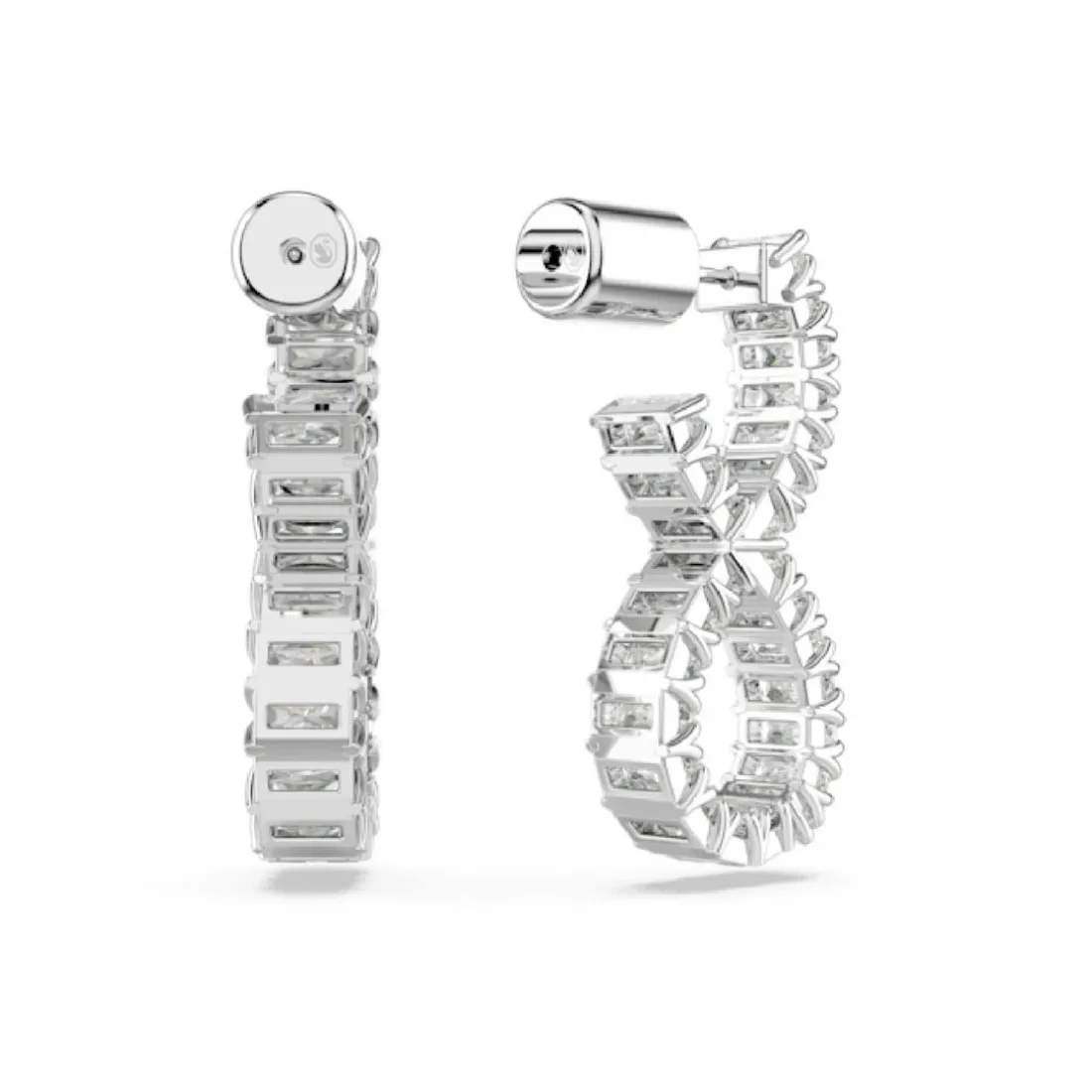Boucles oreilles Swarovski Hyperbola Hoop Twist - 5684047 blanc,argent