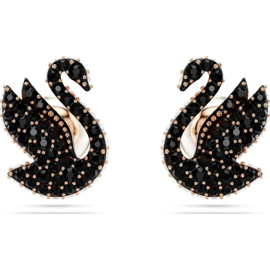 Boucles oreilles Swarovski Swan - 5684608 noir,doré rose