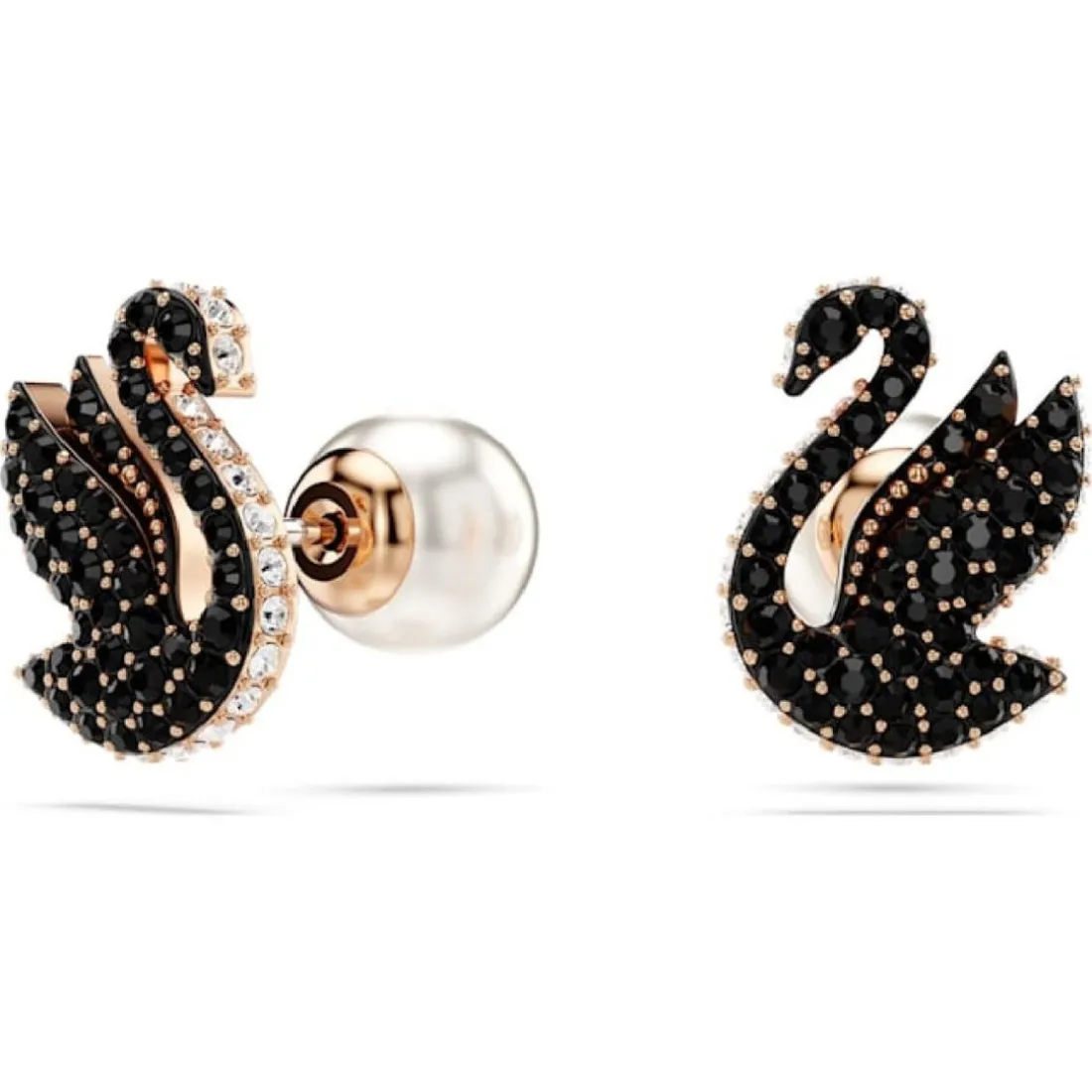 Boucles oreilles Swarovski Swan - 5684608 noir,doré rose