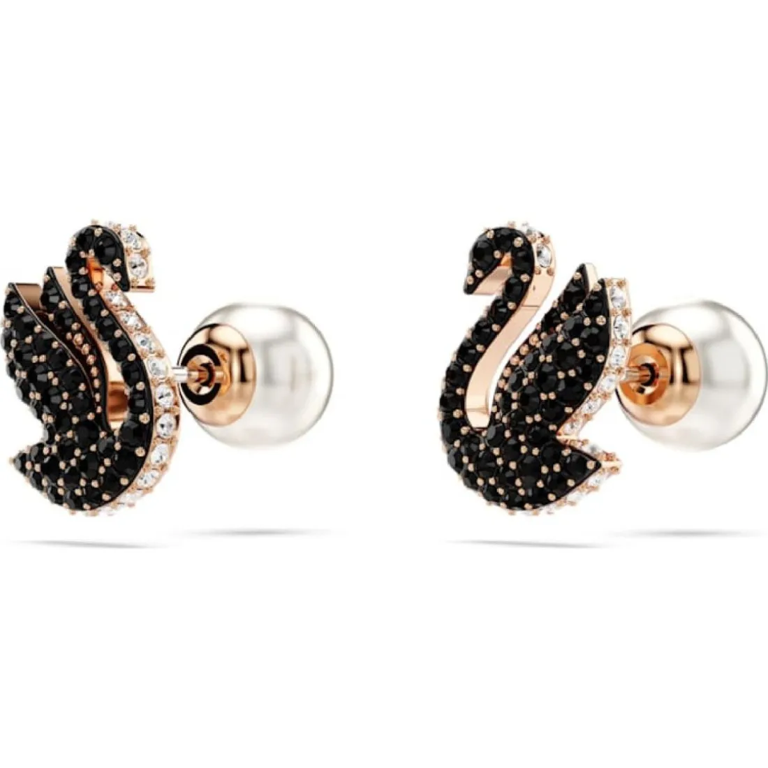 Boucles oreilles Swarovski Swan - 5684608 noir,doré rose