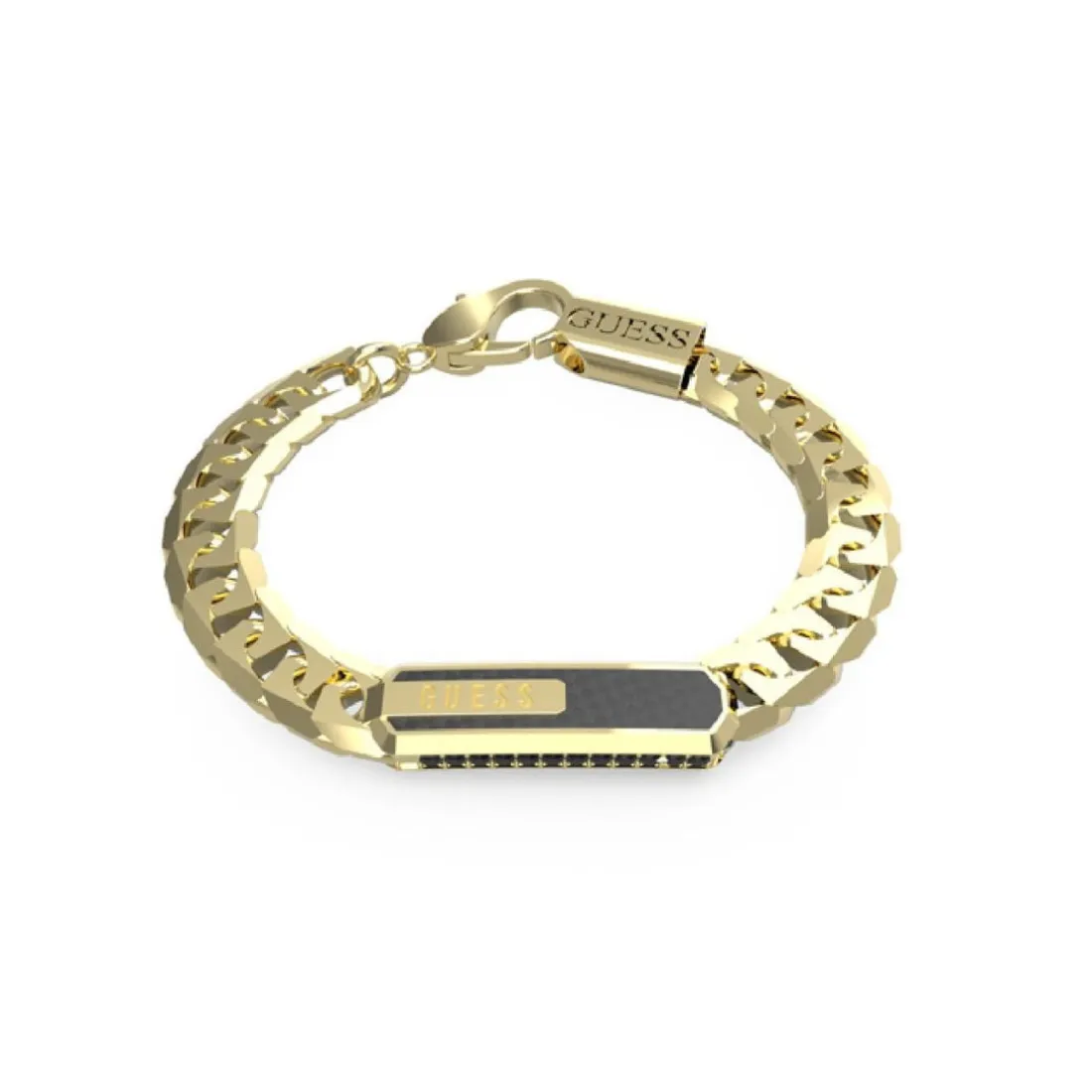 Bracelet Racer Tag Acier Doré Et Fibre De Carbone