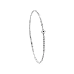 Bracelet acier motif hexagone avec diamant noir 1 mm