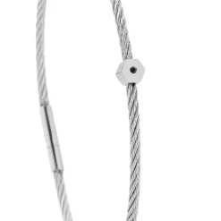 Bracelet acier motif hexagone avec diamant noir 1 mm