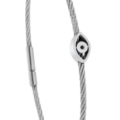 Bracelet acier motif oeil avec diamant noir 1 mm