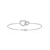 Bracelet Coeur femme argent rhodié blanc micro serti - VWZ6V6ZV