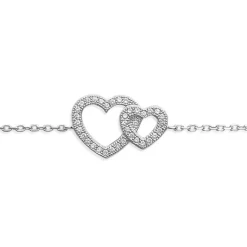 Bracelet Coeur femme argent rhodié blanc micro serti - VWZ6V6ZV