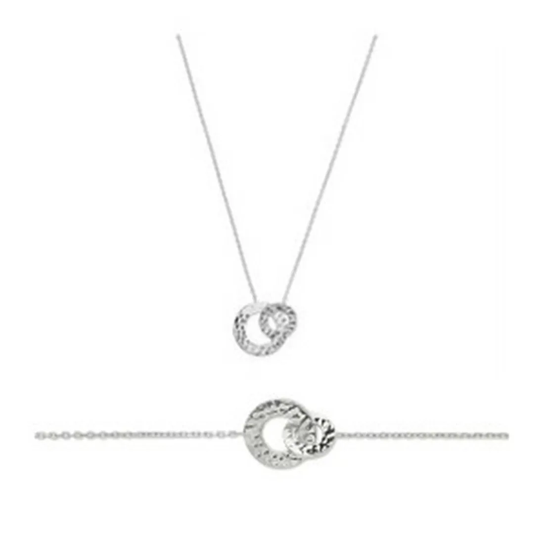 Bracelet fantaisie double rond martelé Femme Argent Maison de la Bijouterie WYZ63UZV