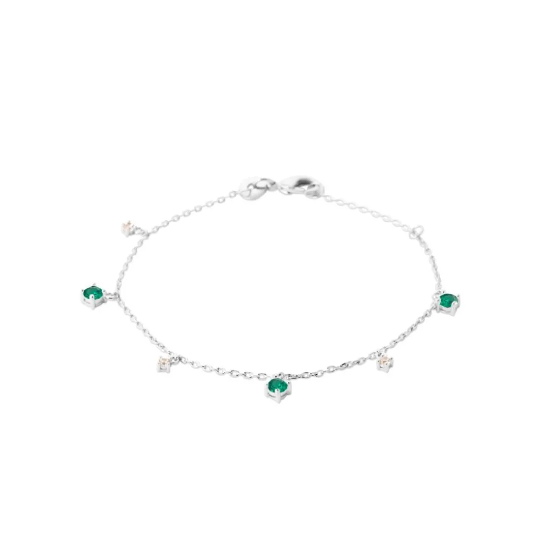 Bracelet femme argent fantaisie pierres vertes Maison de la Bijouterie VW3W46ZV