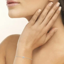 Bracelet femme argent rhodié blanc serti griffe serti griffe classique - VWZ00YZV