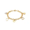 Bracelet femme coeurs plaqué or Oxyde de Zirconium blanc serti griffe - UW0UWYZU