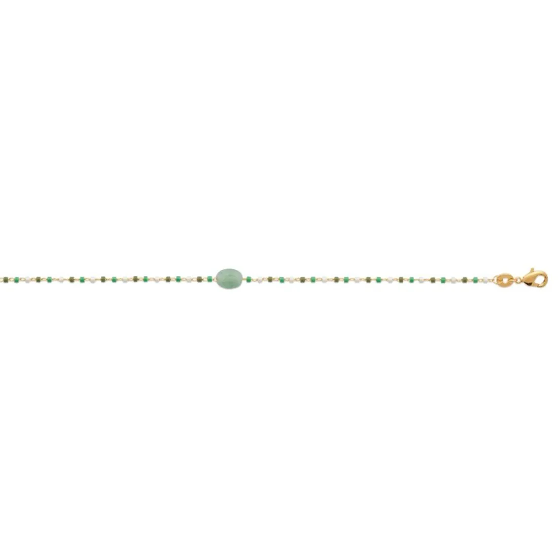 Bracelet femme fantaisie quartzite vert plaqué or Maison de la Bijouterie UW3Y36ZV