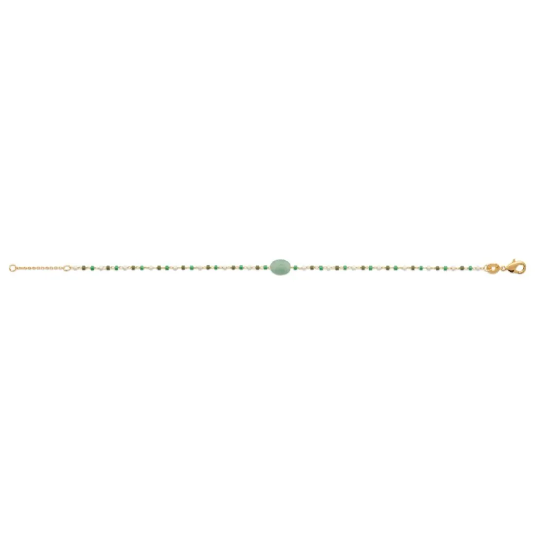 Bracelet femme fantaisie quartzite vert plaqué or Maison de la Bijouterie UW3Y36ZV