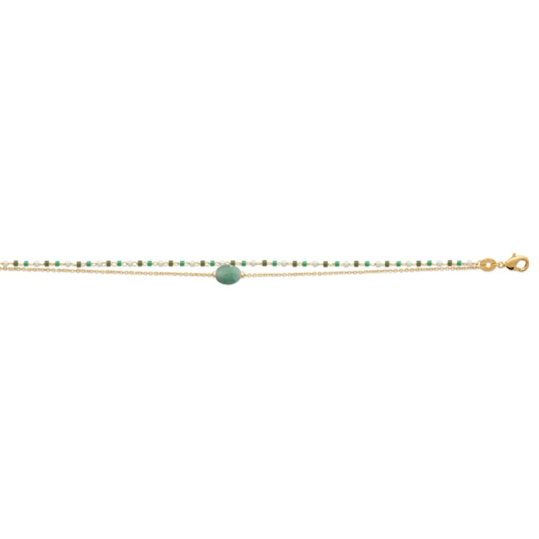 Bracelet femme fantaisie quartzite vert plaqué or Maison de la Bijouterie UW3Y35ZV