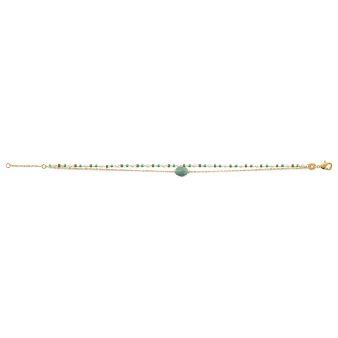 Bracelet femme fantaisie quartzite vert plaqué or Maison de la Bijouterie UW3Y35ZV