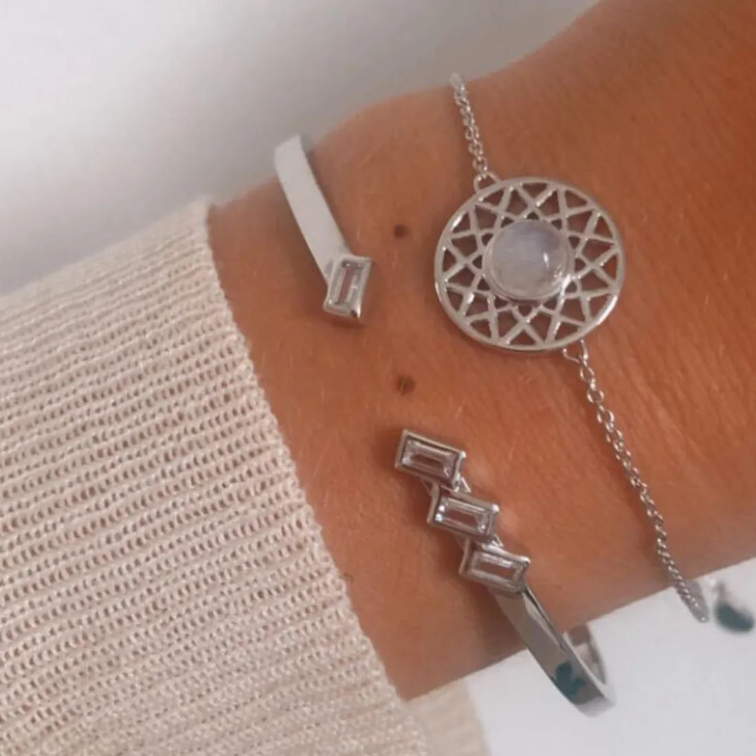 Bracelet Femme Kosma Paris Dentelle - Argenté Blanc