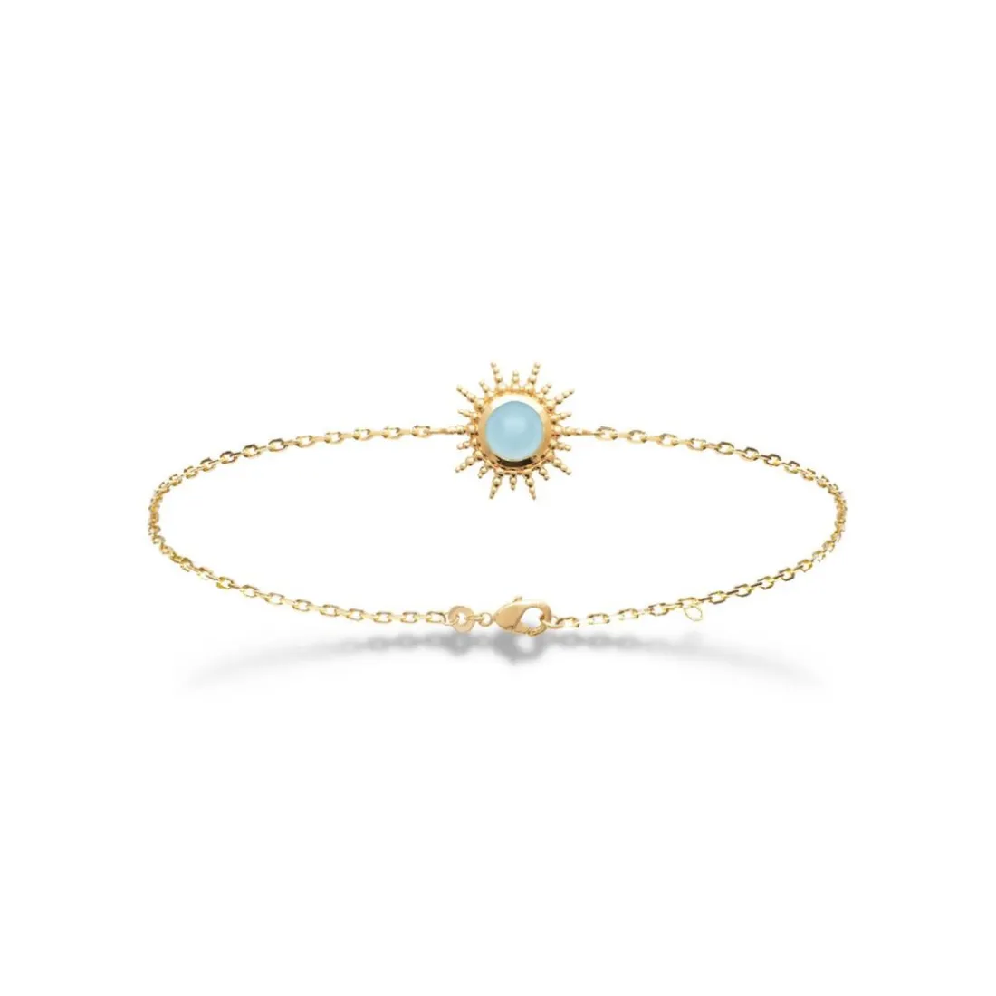 Bracelet femme plaqué or agate bleue serti clos - UW3YUZZV