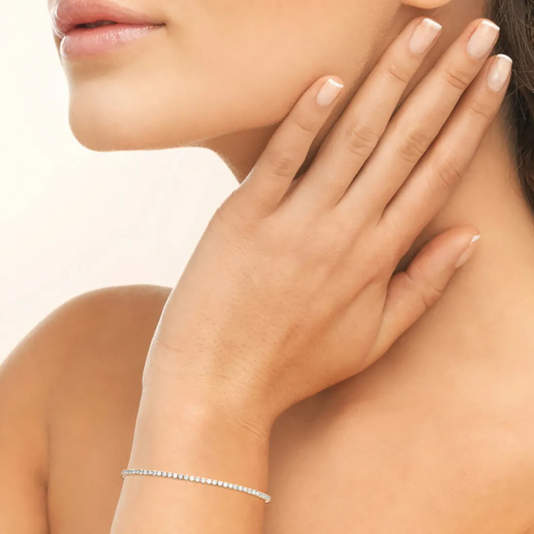 Bracelet femme plaqué or blanc serti griffe - UW3YVYZV