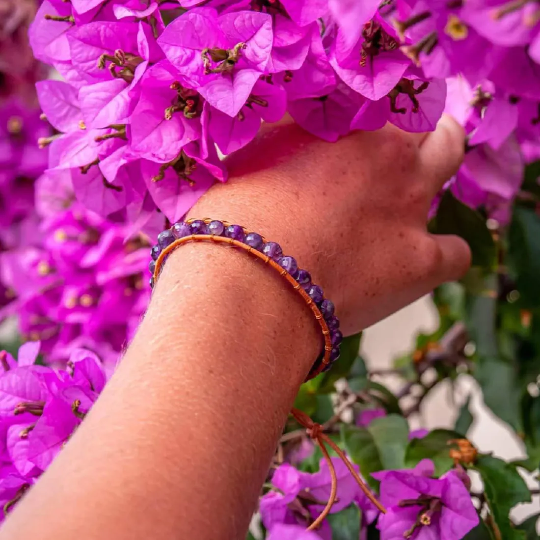 Bracelet Femme Sloya Améthyste et cuir
