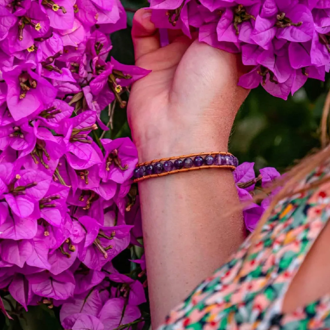 Bracelet Femme Sloya Améthyste et cuir