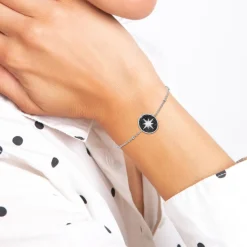 Bracelet Femme So Charm - B4004-ARGENT-NOIR - Bracelet Mode Argenté