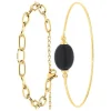 Bracelet Femme So Charm - B2369-DORE+B2492-NOIR - Bracelet Mode Doré
