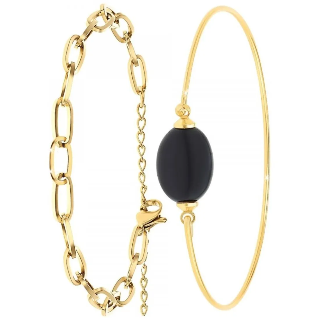 Bracelet Femme So Charm - B2369-DORE+B2492-NOIR - Bracelet Mode Doré
