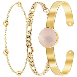 Bracelet Femme So Charm - B2371-DORE+B2384-DORE+B2494-ROSE - Bracelets Mode Dorés