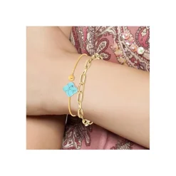 Bracelet Femme So Charm - B2369-DORE+B2493-TURQUOISE - Bracelet Mode Doré