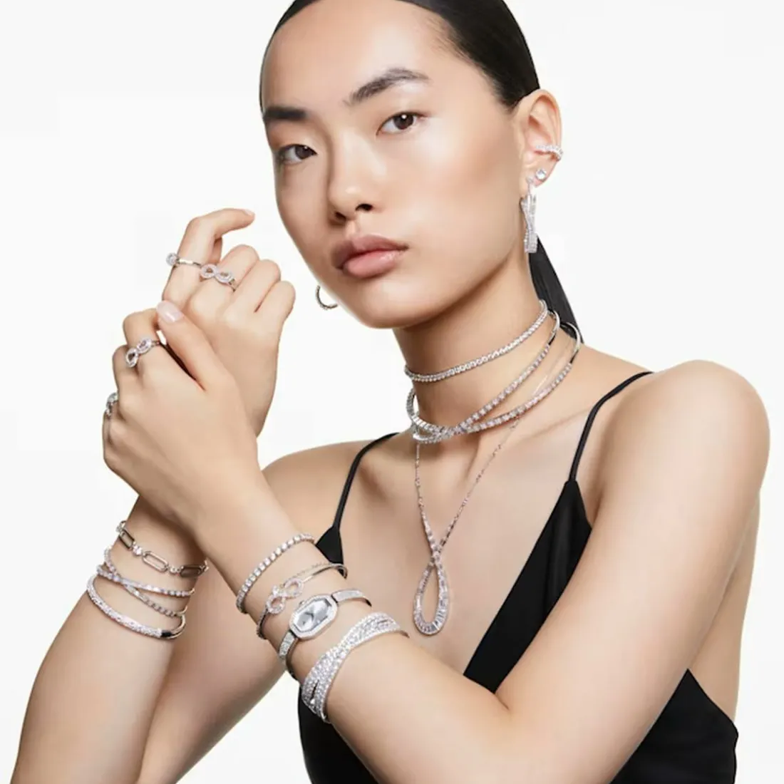 Bracelet Femme Swarovski Hyperbola Soft - 5684049 blanc,argent