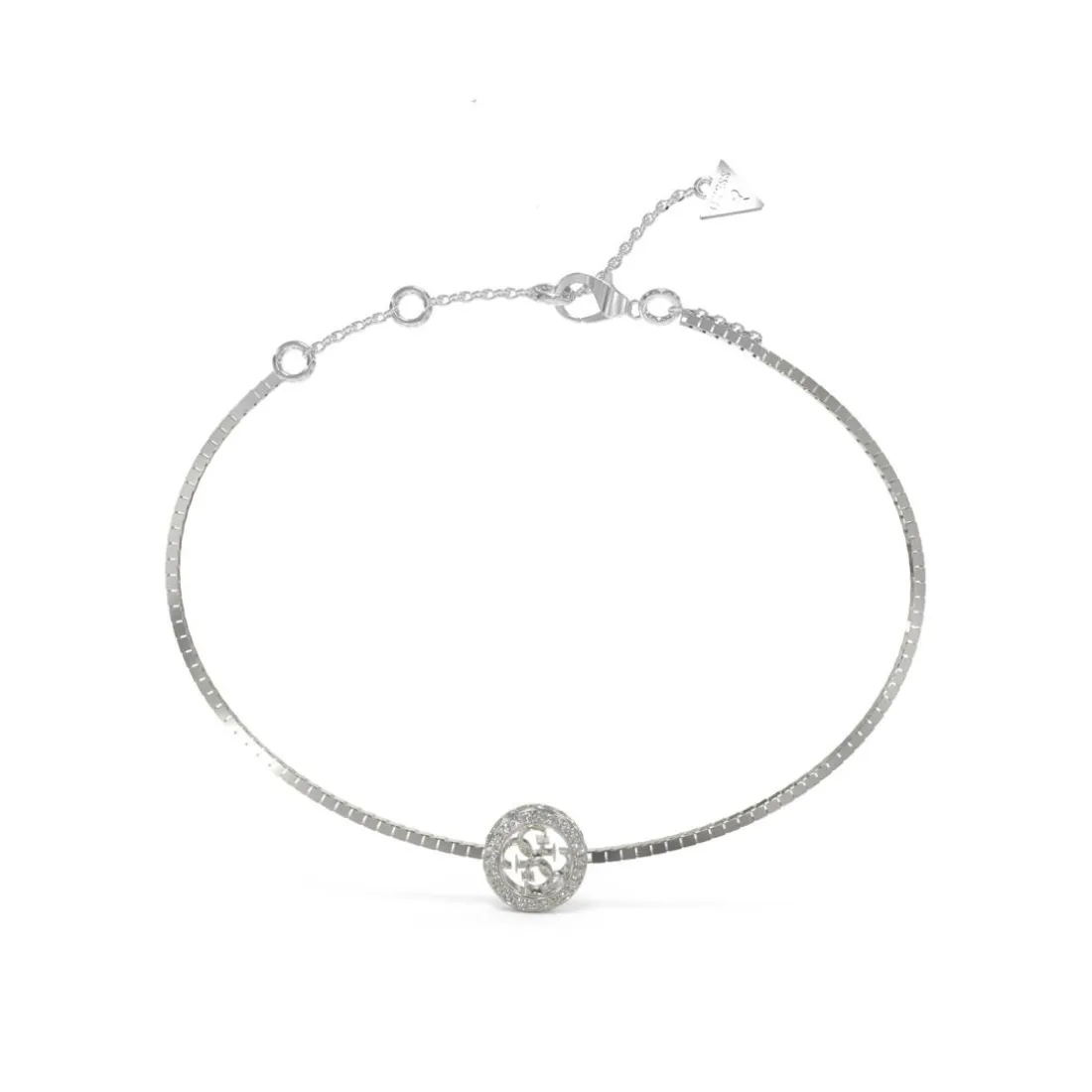 Bracelet 4G Crush Acier Rhodié Chaîne Carrée Et Pampille 4G