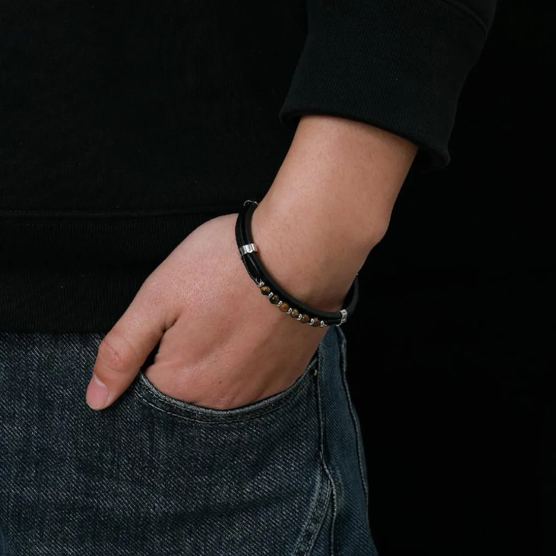 Bracelet Homme Redskins Bijoux - 285819 Cuir Noir