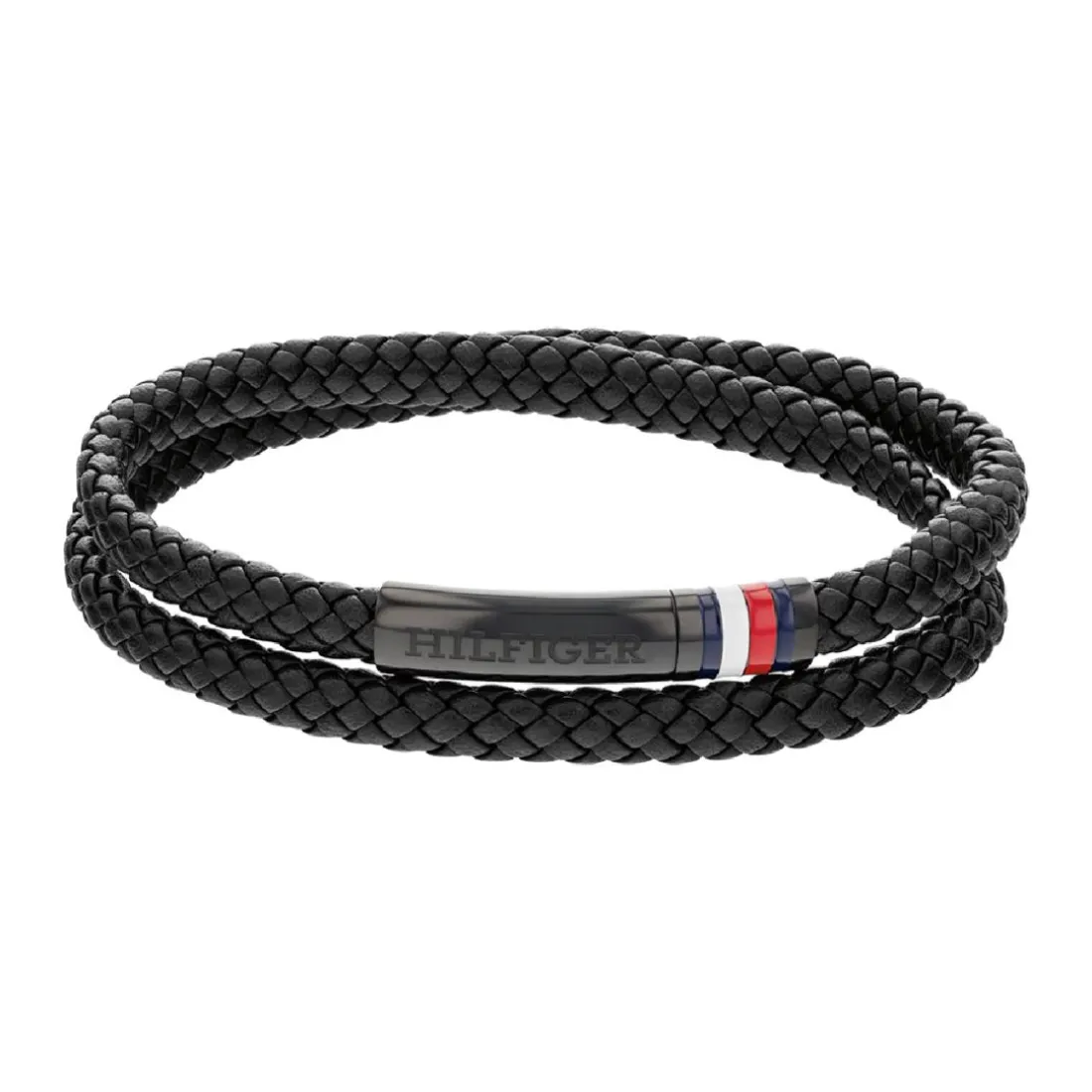 Bracelet Homme Tommy Hilfiger Double - 2790552 Acier, Cuir Noir