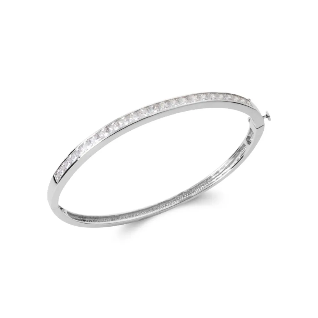 Bracelet Jonc femme argent fermé oxyde de zirconium Maison de la Bijouterie V0Z06Y60