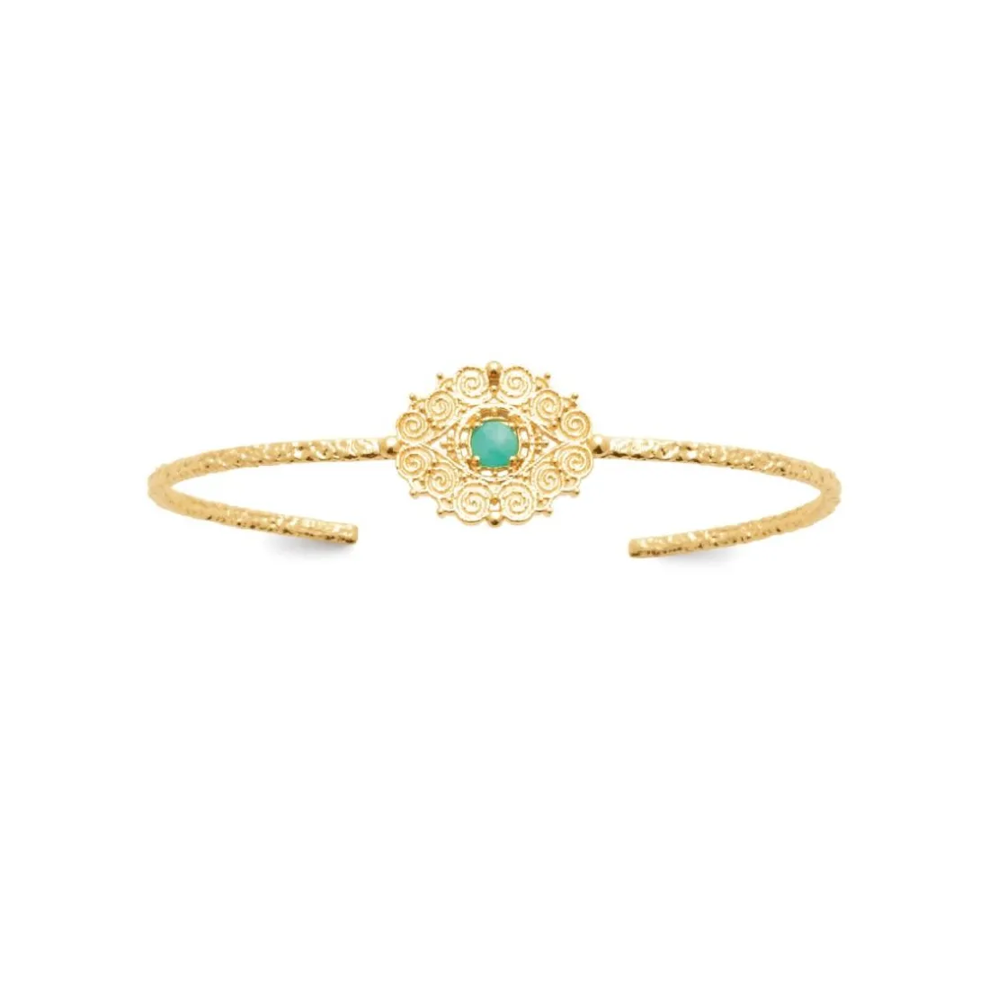 Bracelet jonc femme fantaisie amazonite plaqué or Maison de la Bijouterie UW40435V