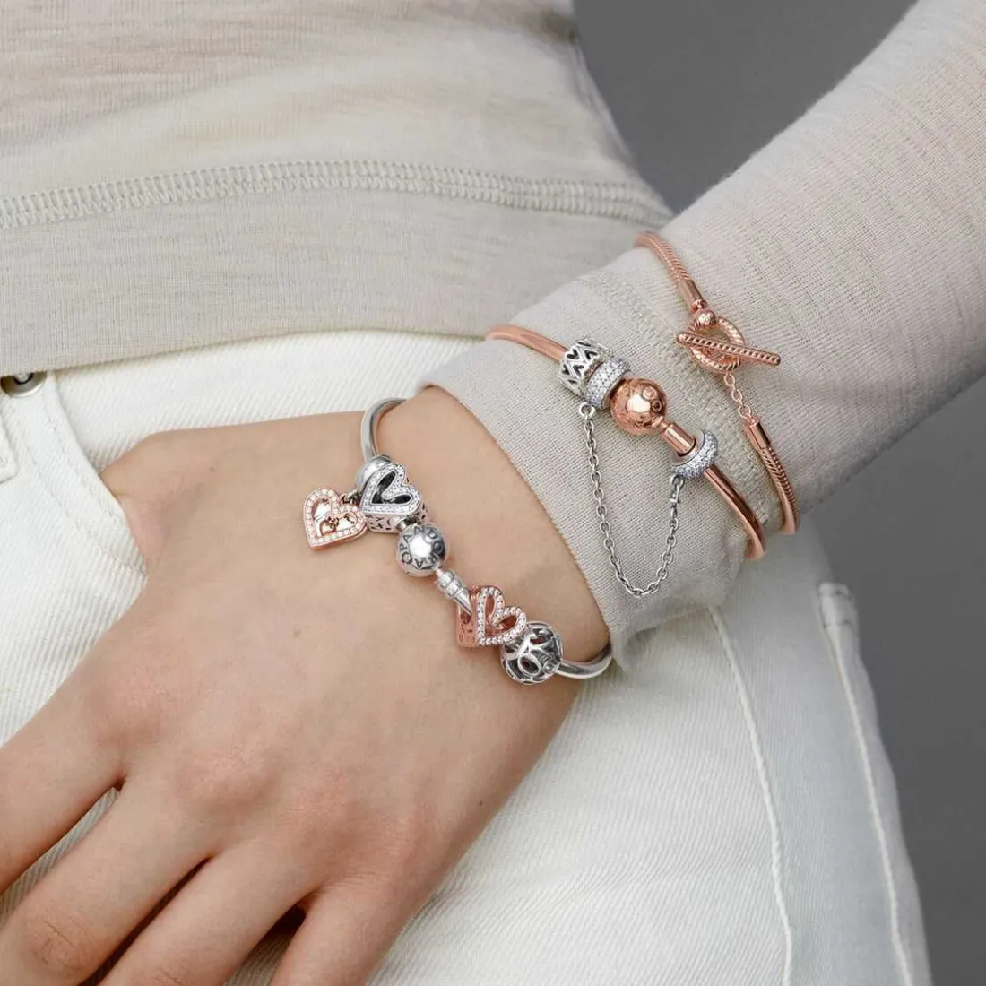 Bracelet Jonc Pandora Moments Métal doré à l’Or Rose fin 585/1000ᵉ