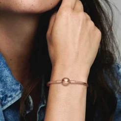 Bracelet Jonc Pandora Moments Métal doré à l’Or Rose fin 585/1000ᵉ