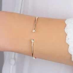 Bracelet Jonc plaqué or oxyde de zirconium 56mm Maison de la Bijouterie UWZ65656