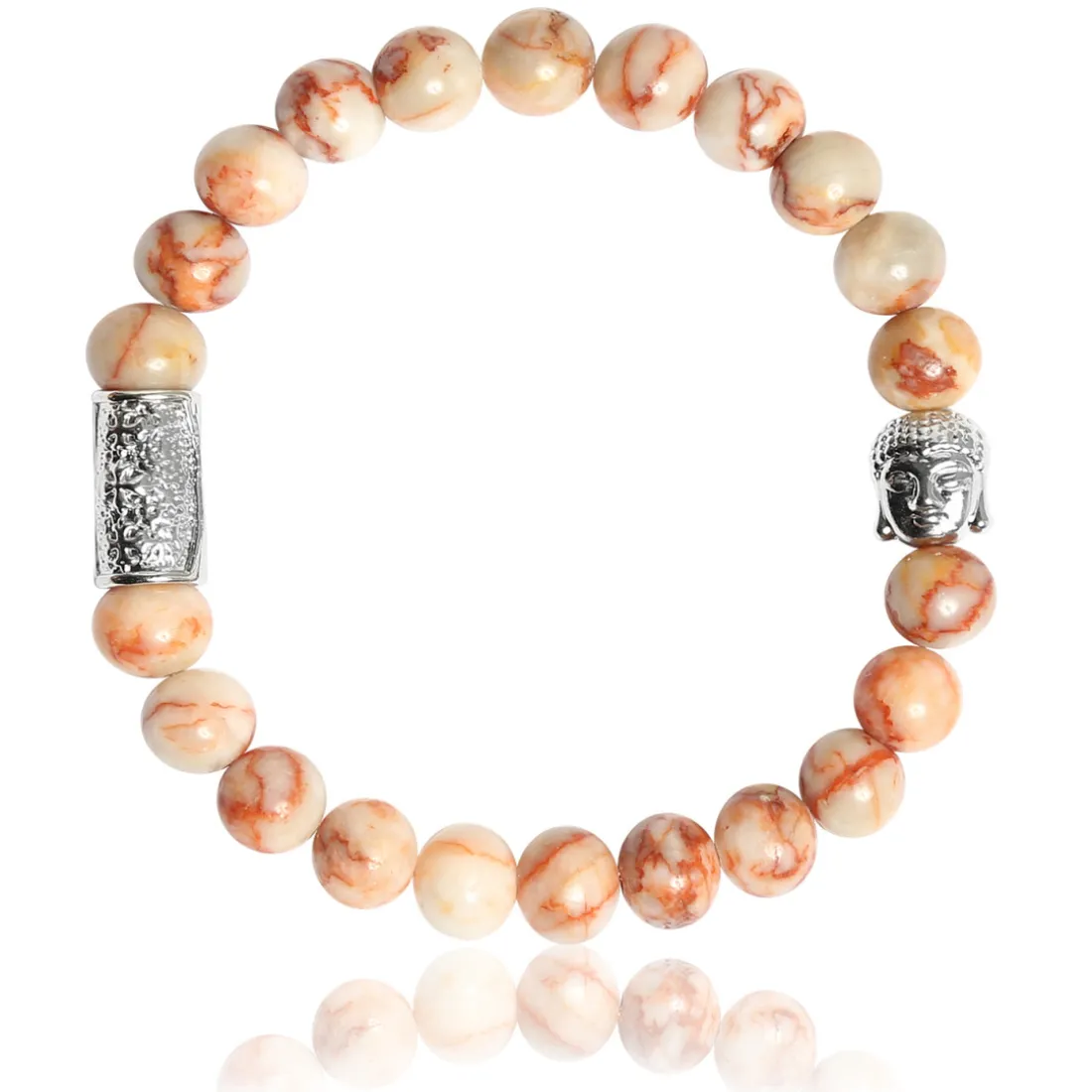Bracelet Lauren Steven Design ML075 - Bracelet En Pierre Naturelle Jaspe Marbré Beige Homme