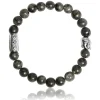 Bracelet Lauren Steven Design ML003 - Bracelet En Pierre Naturelle Larvikite Grise Homme