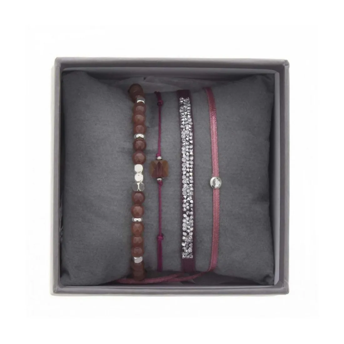 Bracelet Les Interchangeables A38639 - Bracelet Tissu Rose Cristaux de haute qualité Femme