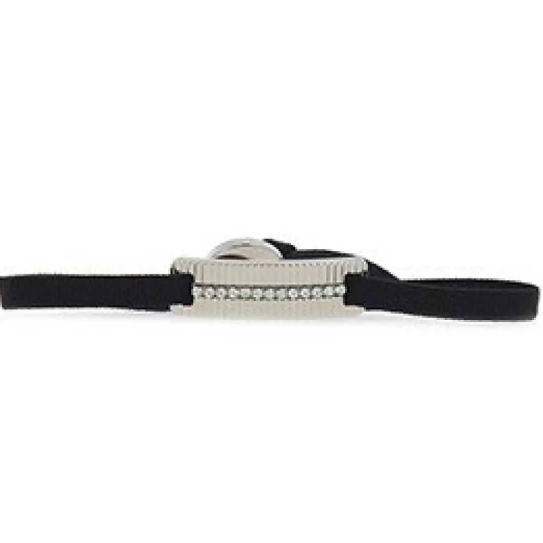 Bracelet Les Interchangeables A55867 - Plaque Ruban Strie Strasse Noir Palladium Femme