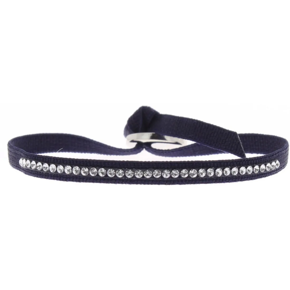 Bracelet Les Interchangeables A41169 - Bracelet Tissu Bleu Cristaux de haute qualité Femme