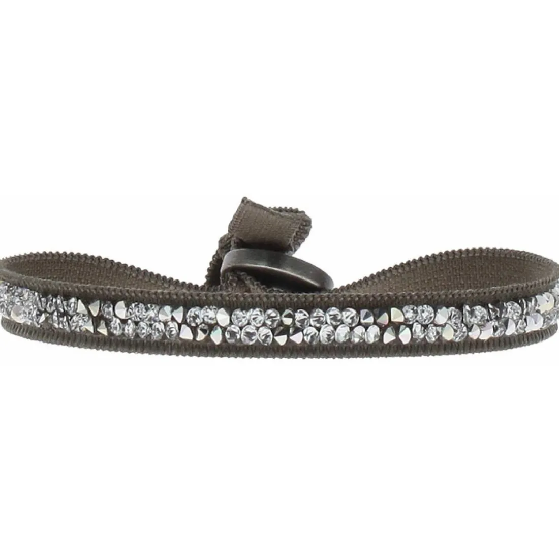 Bracelet Les Interchangeables A24932 - Bracelet Tissu Marron Cristaux de haute qualité Femme