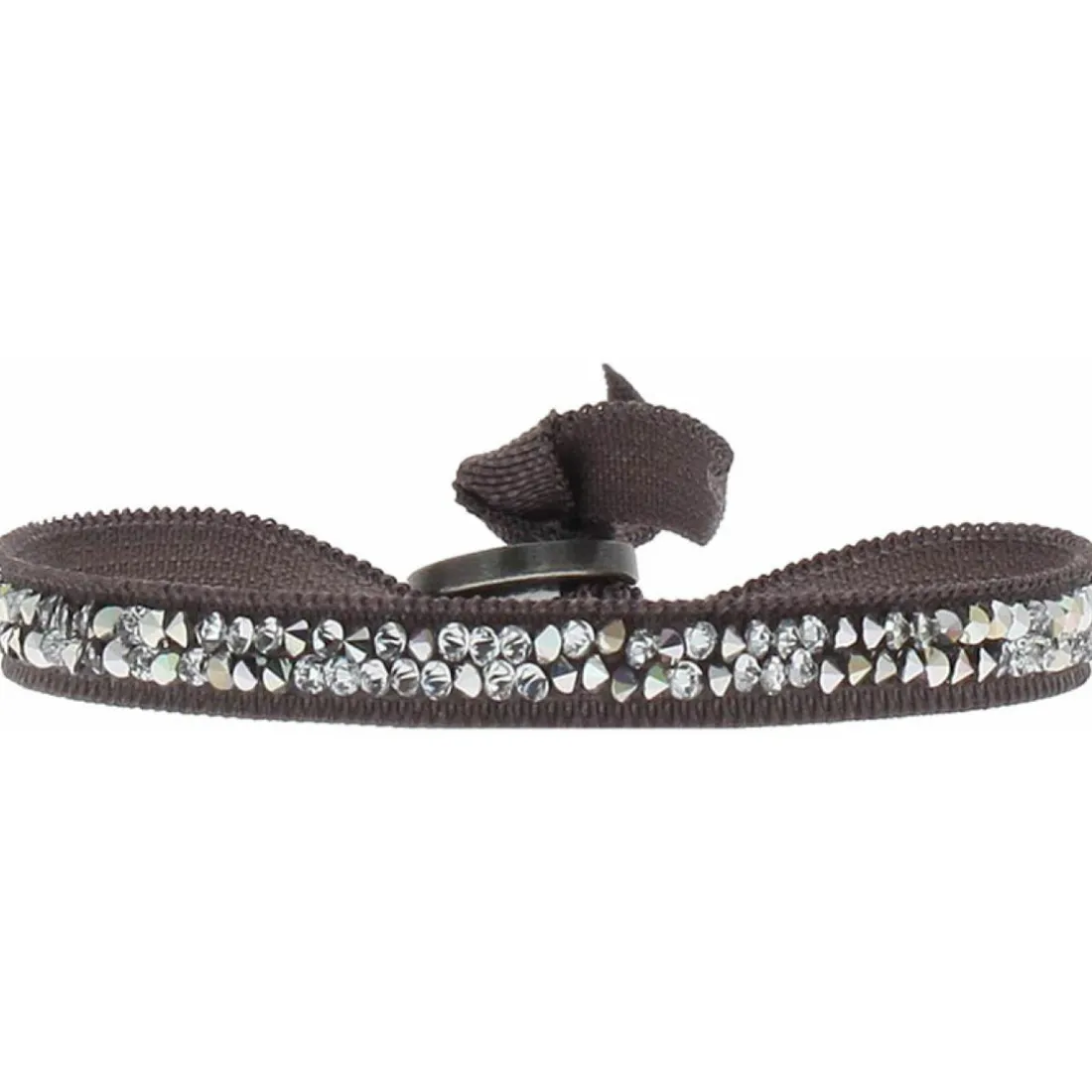 Bracelet Les Interchangeables A24931 - Bracelet Tissu Marron Cristaux de haute qualité Femme