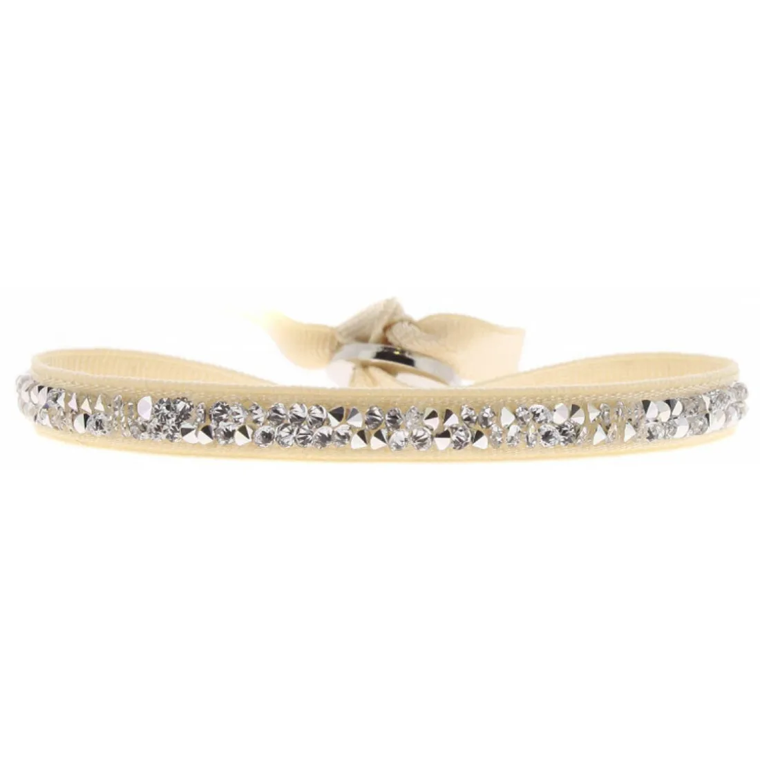 Bracelet Les Interchangeables A41159 - Bracelet Tissu Beige Cristaux de haute qualité Femme