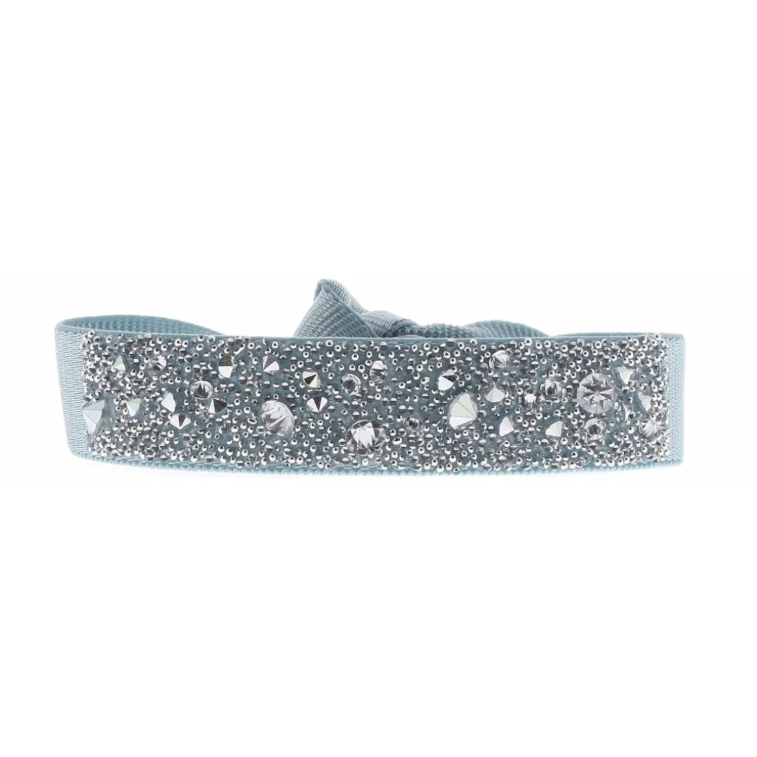 Bracelet Les Interchangeables A38156 - Bracelet Tissu Bleu Cristaux de haute qualité Femme