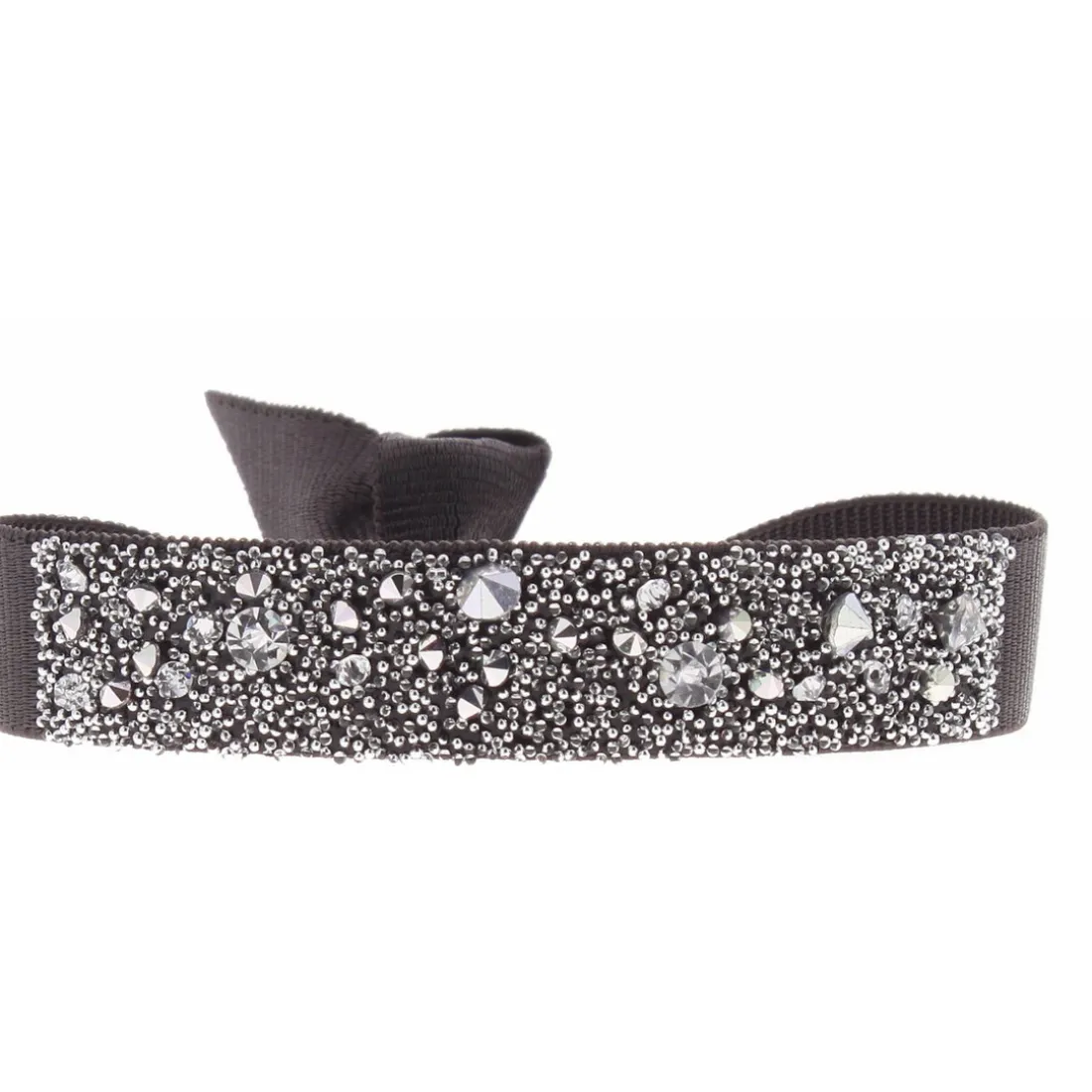 Bracelet Les Interchangeables A36982 - Bracelet Tissu Marron Cristaux de haute qualité Femme