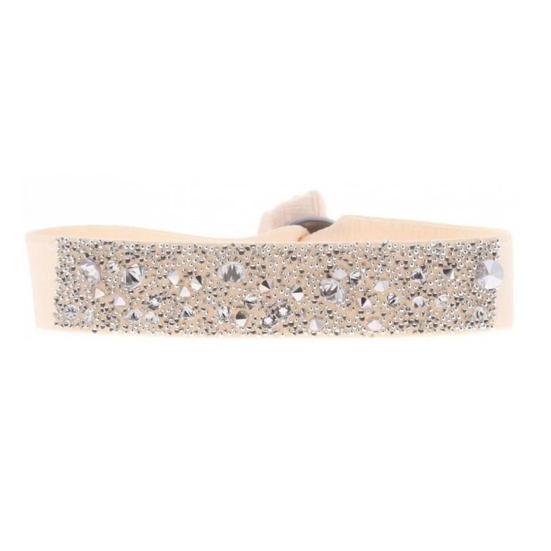 Bracelet Les Interchangeables A38161 - Bracelet Tissu Rose Cristaux de haute qualité Femme