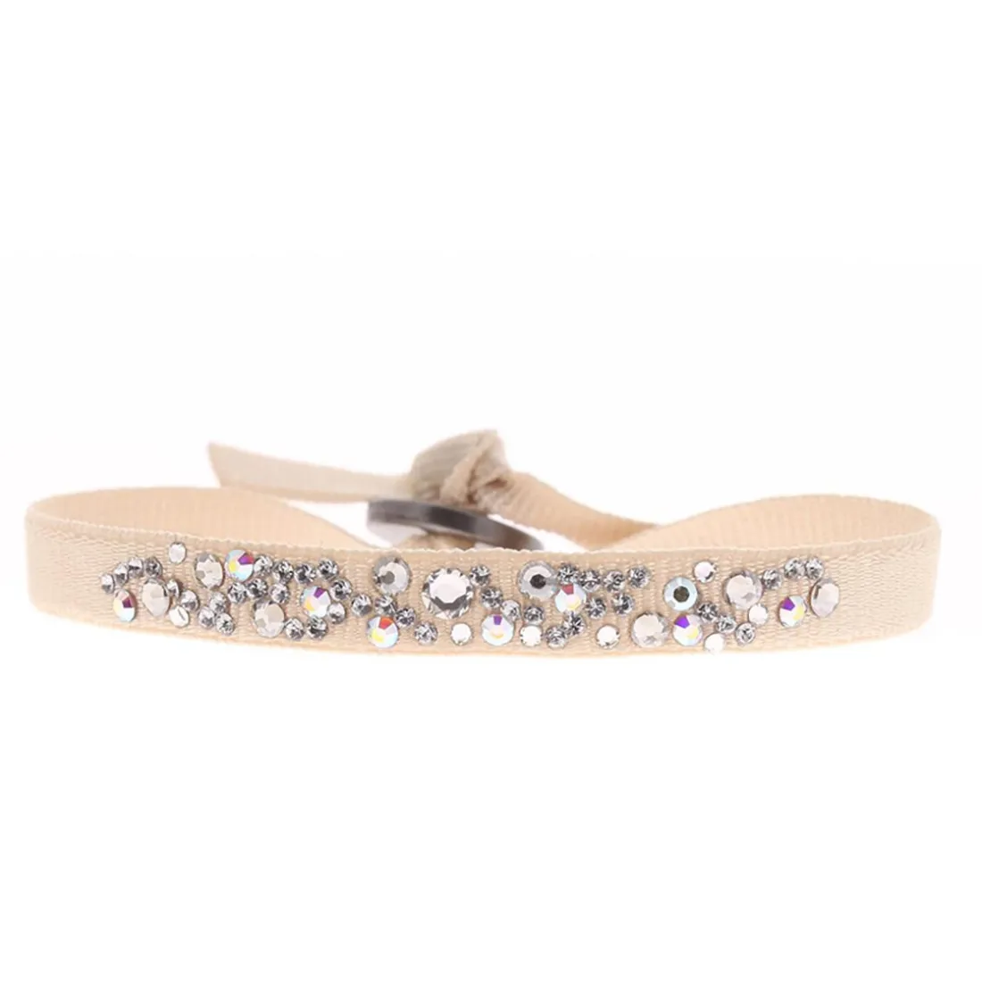 Bracelet Les Interchangeables A34565 - Bracelet Tissu Beige Cristaux de haute qualité Femme