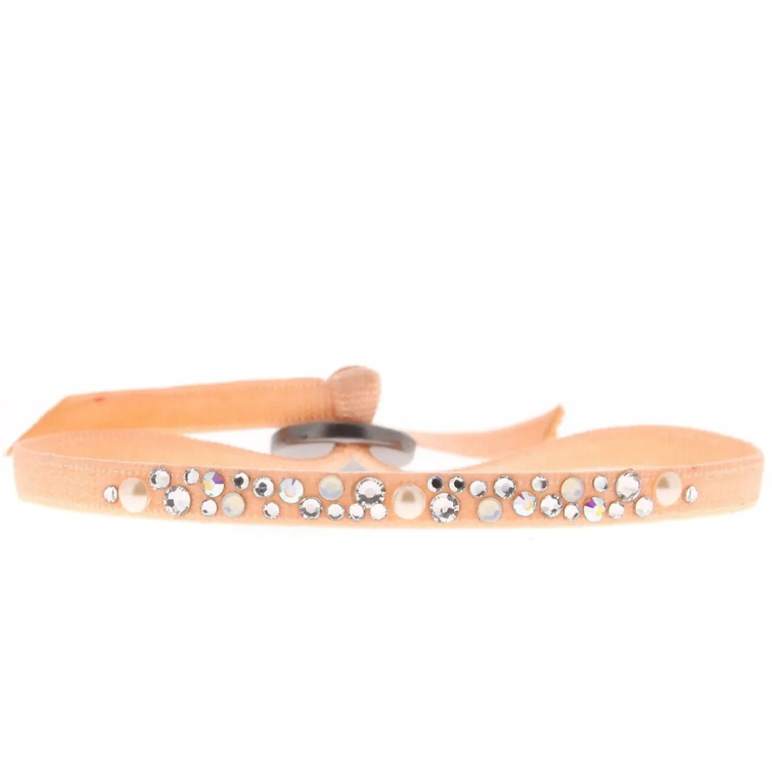 Bracelet Les Interchangeables A36684 - Bracelet Tissu Rose Cristaux de haute qualité Femme